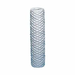 String-wound polypropylene filter cartridge with 5-micron particulate removal rating. Suitable for industrial water filtration applications requiring consistent particulate reduction, such as pre-filtration in manufacturing and processing systems.