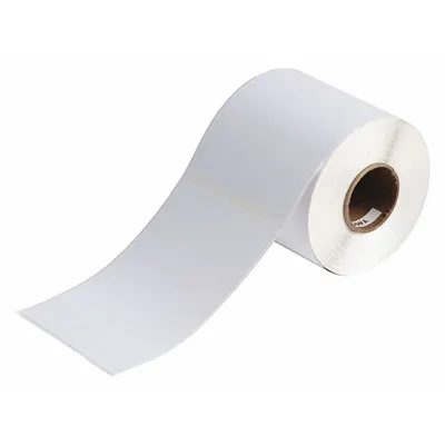 BRADY Pre-Cut Label Stock Roll: 6 3/32 in x 4 1/8 in, Acrylic, Permanent Adhesive - Brady Inkjet Precut Label Rolls