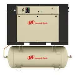 This 5 hp, 2-stage, horizontal electric air compressor features an 80-gallon tank and delivers 16.8 cfm. It operates on 460V AC, 60 Hz, three-phase power. Includes an aftercooler, low oil level switch, and electronic drain valve. Suitable for industrial applications requiring continuous-duty compressed air.