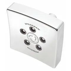 The SPEAKMAN Kubos S-3021 is a multi-pattern fixed showerhead constructed from brass and plastic. It delivers a flow rate of 2.5 gpm, suitable for commercial and industrial washroom applications requiring consistent water delivery.