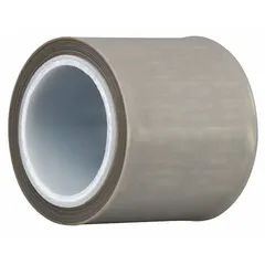 This PTFE slick surface tape is made from silicone and polytetrafluoroethylene film in gray. It is 1 inch wide, 5 yards long, and 6.8 mil thick. The tape provides a non-stick, low-friction surface for applications such as chute linings, guide rails, and heat-sealing bars, where it resists chemicals and high temperatures to reduce material buildup.