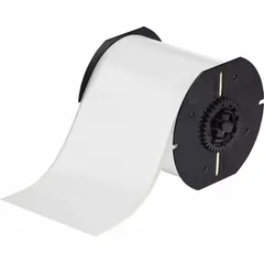 Continuous label roll measuring 4 1/4 in x 130 ft, made of polyamide with a white gloss finish and permanent adhesive. Compatible with the S3700 printer series. Used for industrial identification and asset tracking on equipment, pipes, and components.