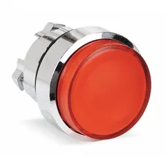 This illuminated extended-length push-button operator from the SCHNEIDER XB4 series features a metallic construction and a red actuator. It is a maintained-action device with a 22 mm mounting size. Suitable for industrial control panels requiring visible, sustained switching commands in heavy-duty environments.