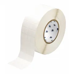 Nylon precut wraparound label with black printing on white background. Measures 3/4 in x 1/2 in and fits wire gauges 2 AWG to 0 AWG. Requires IP-R4300 ribbon and is compatible with BBP11 printer series. Used for permanent identification of wires and cables in electrical panels and maintenance applications.