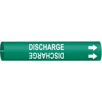 Pipe Marker: Discharge, Green, White, Fits 1 1/2 to 2 3/8 in Pipe O.D., 1 Pipe Markers, With Arrows (MPN 4175-B)