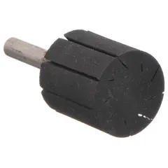 Slotted expander drum designed for mounting abrasive spiral bands. Features a 3-inch diameter and 3-inch width with a 5/8"-11 internal-thread for attachment to compatible spindles. Used in industrial finishing, deburring, and surface preparation operations.