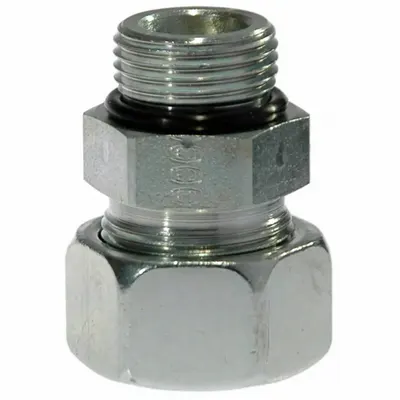 ERMETO Compression Fitting Adapter: 22 mm OD Size, 1 5/16-12UN-2A Thread Size - Flareless Bite-Type Steel Compression Fittings