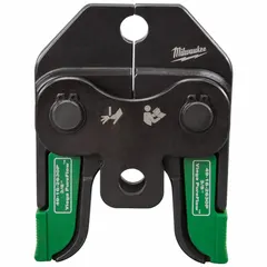 Steel press jaw for sub-compact press tools, designed for 3/8 in PEX pipe and compatible with Viega Pureflow systems. Used to create secure press connections in PEX piping applications for plumbing, radiant heating, and hydronic systems.