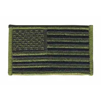 HEROS PRIDE Embroidered Patch: U.S. Flag, 3 3/8 in x 2 in, Black/Green, Plastic, Sew-On, Flag (MPN 0040)