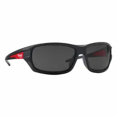 Full-frame safety glasses with gray lens and anti-fog coating. Black frame with padded temples for comfort. Suitable for general industrial eye protection in environments requiring impact resistance and glare reduction.