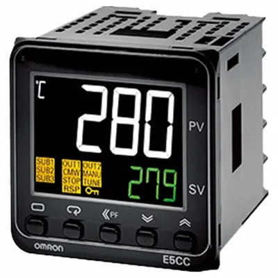 OMRON Temperature Controller: E5CC, 1/16 DIN Size, Linear/RTD/Thermocouple, 24V AC/DC - Temperature Controllers