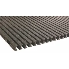 This pultruded fiberglass grating is designed for corrosive environments requiring structural integrity. With a nominal size of 36 in x 8 ft (WxL), it provides a high strength-to-weight ratio for applications such as flooring, walkways, and platforms in chemical plants, wastewater treatment, and food processing facilities.