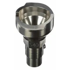 Stainless steel S40 adapter for connecting PPS series cup systems to compatible spray guns. Enables quick cup changes and efficient paint preparation in industrial finishing and coating operations.