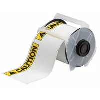 Pre-Cut Label Stock Roll: Caution, CAUTION Header, 4 in x 6 in, 6 1/4 in x 50 ft, Polyester, White (MPN 133141)