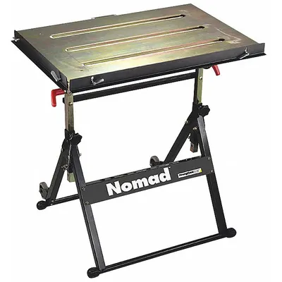 BUILDPRO Portable Welding Table: 26 in to 32 in Ht Range, 20 in Dp, 30 in Wd - Adjustable-Height Folding Welding Tables