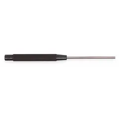 Round steel flat-tip punch for removing drive pins and dowels in assembly and maintenance tasks. Features a 3/16 in tip diameter and 8 in overall length. Suitable for SAE applications.