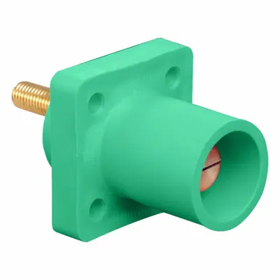 LEVITON Single Pole Receptacle: Green, Straight Taper Nose Mating, Threaded Stud Termination - Receptacles with Threaded Stud Terminations
