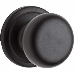 Passage knob lockset for interior doors where locking is not required. ANSI Hall function allows free knob rotation without key or locking mechanism. Rose style design. Suitable for hallways, closets, and other high-traffic areas.