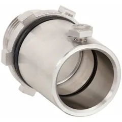 This set screw conduit connector is used to join rigid metal conduit to junction boxes or enclosures. Made from 316 stainless steel, it offers corrosion resistance in industrial environments. Trade size 1 in, overall length 1 5/8 in, non-insulated.