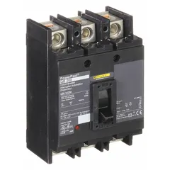 Three-pole molded case circuit breaker rated 200 A with a maximum interrupting rating of 10kA at 240V AC. Features fixed instantaneous trip, line/load lug terminals, and ABC phase connection. Suitable for overcurrent protection in branch circuits within panelboards and switchboards.