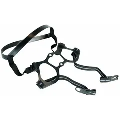 This cradle suspension head harness assembly is a component for air-purifying respirator (APR) systems. It includes a head strap and buckles to secure the respirator facepiece. Used in industrial environments where respiratory protection is required.