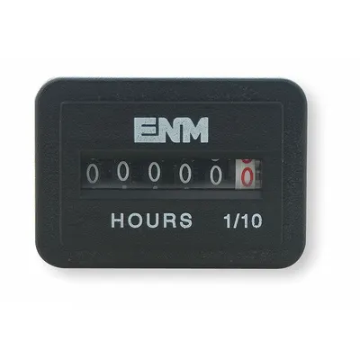 ENM Hour Meter: Hour Meters, Front Panel Mounting, Analog, 1 1/4 in x 2 in