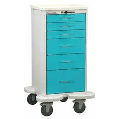 LAKESIDE Compact General Medical Supply Cart with Drawers: Steel, (2) Swivel/(2) Swivel with Brake (MPN ST-630-P-2TL). Key specifications — Material: Steel; Drawer Color: Light Green; Brand: LAKESIDE; Caster/Wheel Configuration: (2) Swivel; Cabinet Color: Gray.