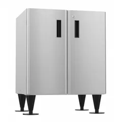 The HOSHIZAKI SD-500 is a stand designed to support an icemaker or dispenser, providing a stable platform with lockable doors for secure storage of supplies or accessories. It is commonly used in commercial kitchens, bars, and foodservice operations where reliable equipment mounting and organized storage are required.
