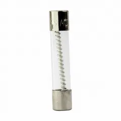 Time-delay cylindrical fuse rated 600 mA at 250 V AC, with dimensions of 1/4 in x 1 1/4 in. Designed for overcurrent protection in circuits experiencing temporary inrush currents, such as motors, transformers, and control panels.