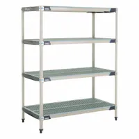 METRO Plastic Industrial Shelving: 18 in x 24 in, 62 in Overall Ht, 4 Shelves, Antimicrobial (MPN X316GX3)