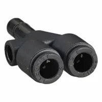 LEGRIS Push-Fit Wye Fitting: 6 mm OD x 6 mm OD x 6 mm OD Size, Polymer, 39 1/2 mm Overall Lg, Black (MPN 3142 06 00)