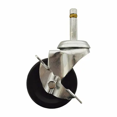 ALCO Stem Caster: Swivel, Side Brake, Stem, Silver, Drive Medical - Casters for Healthcare Beds
