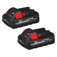 This 18V DC, 3 Ah lithium-ion battery pack includes two batteries for use with Milwaukee M18 cordless tools. It provides consistent power for drills, impact drivers, saws, and other M18 tools in construction, maintenance, and industrial settings. Note: not oil-resistant.
