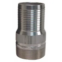 This multipurpose barbed combination nipple is constructed from 316 stainless steel for corrosion resistance. It features a hose barb on one end and NPT threads on the other, designed for 8 in hose inner diameter. Suitable for air, water, and chemical transfer applications.