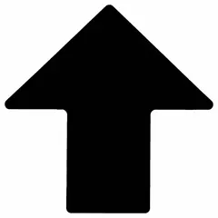 Solid black arrow-shaped floor marking tape from Brady's ToughStripe series. Each piece measures 4 in x 10 in with a 0.008 in thick polyester backing and polyester overlaminate. Supplied in a 25-pack for marking directional paths, hazards, and workflow lanes in industrial environments.