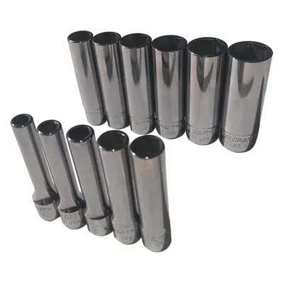 ABILITY ONE 11-Piece 1/4 in Drive Metric Socket Set, 6-Point, 5-14 mm - SAE & Metric Socket Sets