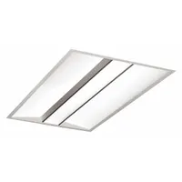 This LED center-basket troffer is designed for patient and exam rooms, delivering 5730 lumens at 3500K. It operates on 120V AC, consumes 73W, and is dimmable. The fixture features a flange and center basket lens, replacing (8) T8 lamps. Suitable for suspended-ceiling installations requiring even, glare-free illumination