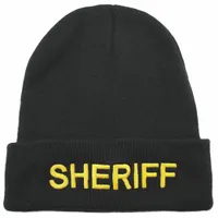 HEROS PRIDE Sheriff Hat: Universal, Black with Gold Lettering, Acrylic Knit (MPN 6877)