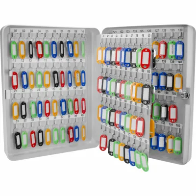 BARSKA Key Cabinet: 160 Key Capacity, Single Key Lock, Steel, Gray, 14 1/2 in Ht - Key Cabinets with Key Lock