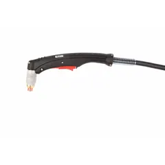 Handheld plasma torch for use with Cutmaster 70+ series plasma cutters. Features a 50 ft lead and O2B rear connection type. Suitable for cutting conductive metals in fabrication, maintenance, and repair applications.