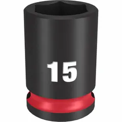 This 3/8" drive impact socket is designed for use with impact wrenches on metric 15 mm hex fasteners. The 6-point configuration provides a secure grip on fastener heads, reducing rounding. Suitable for automotive, industrial, and maintenance applications requiring high-torque fastening and loosening.