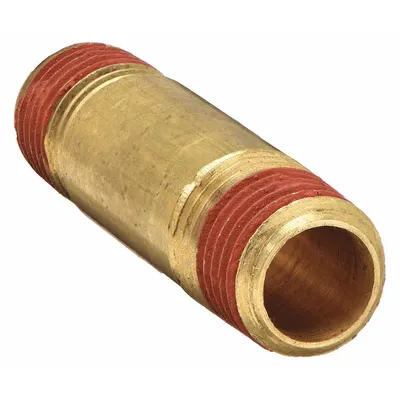 PARKER Pipe Nipple: Brass, 1/2 in Nominal Pipe Size, 3 1/2 in Overall Lg, Threaded on Both Ends - Instrumentation Brass Pipe & Pipe Nipples