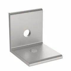 Anodized aluminum inside corner bracket for 20 Series structural framing systems. Measures 20 mm x 18 mm x 20 mm and fits 5 mm slot width. Used to create rigid 90-degree connections in machine guards, workstations, conveyors, and automation frames.