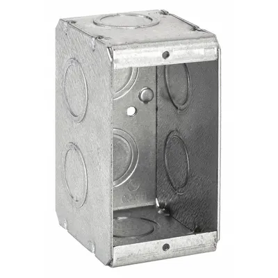 RACO Electrical Box: Steel, 1 Gangs, 2 1/2 in Box Dp, 2 in Box Wd, 3 3/4 in Box Ht - Masonry Electrical Boxes