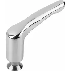 This hygienic adjustable tension lever features a threaded hole for USIT washers. It has an M10 thread with a 15 mm thread length and an overall length of 81.5 mm. Suitable for applications requiring frequent adjustment and secure positioning in sanitary environments.