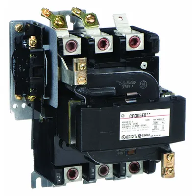 GE CR305E004 Non-Reversing NEMA Contactor, 3 Poles, Size 3, 90 A, 480V AC - Non-Reversing NEMA Contactors