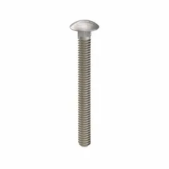 Square neck carriage bolt made from 316 stainless steel with a plain finish. Thread size 1/4"-20, length 2-1/2 in. Sold in packs of 5. The square neck prevents rotation during tightening, suitable for fastening metal to wood or metal in corrosive environments.
