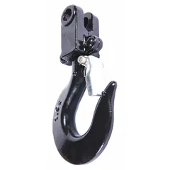 Replacement top hook assembly for lever chain hoists. Includes safety latch to prevent accidental disengagement. Compatible with Dayton series hoists. Rated for 3,000 lb load capacity.