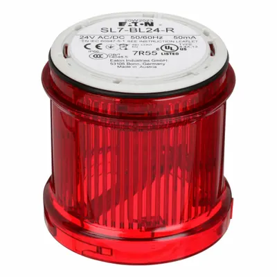 EATON Tower Light Module: Flashing, 24V AC/24V DC, Red, 73 mm Overall Dia, 3 in Overall Ht - Flashing Light Modules