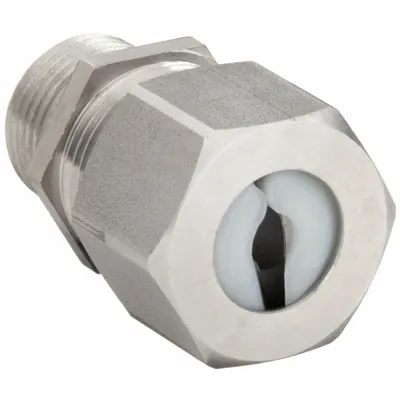 HUBBELL WIRING DEVICE-KELLEMS Liquid Tight Cord Connector: Stainless Steel, 3/8 in MNPT, 0.25 in to 0.38 in - Straight Metallic Cable Grips